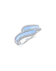 LifeStone™ Ladies Wave Cremation Ashes Ring-Azure-Sterling Silver