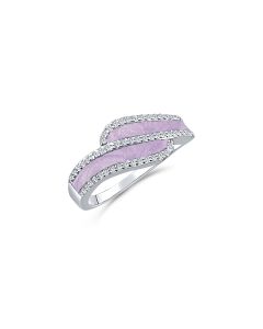 LifeStone™ Ladies Wave Cremation Ashes Ring-Lavender-Sterling Silver