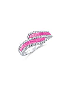 LifeStone™ Ladies Wave Cremation Ashes Ring-Magenta-Sterling Silver