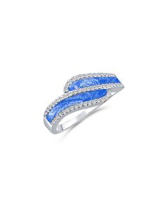 LifeStone™ Ladies Wave Cremation Ashes Ring-Sapphire-Sterling Silver