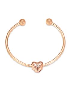 Winged Charm Bangle - Rose Gold Stainless Steel Cremation Ashes Jewellery